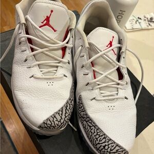 Jordan Men's White and Red Golf Shoes